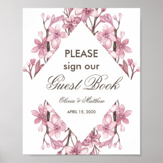 Rosa Kirschblüte. Gästebuchzeichen Poster