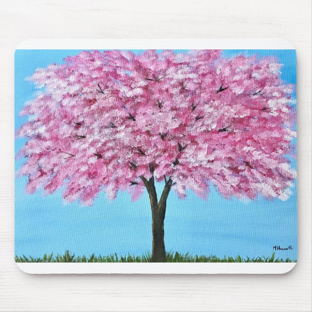 Rosa Kirschblüte Hübsch Natur Girly chic Mousepad (Vorne)