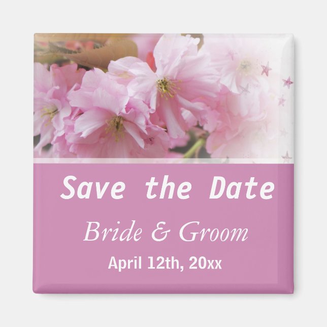 Rosa Kirschblüte im Frühling Save the Date Hochzei Magnet (Vorne)