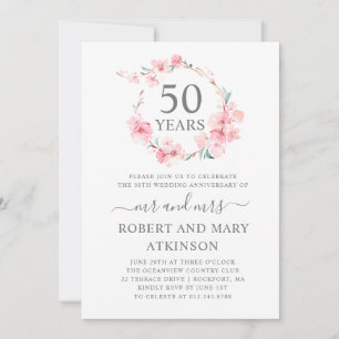 Rosa Kirschblüten 50. Hochzeitstag Einladung