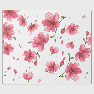Rosa Kirschblüten-Aquarell-Blumenmuster Geschenkpapier