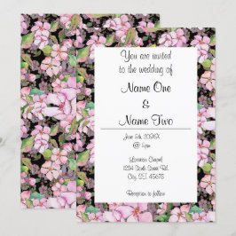 Rosa Kirschblüten auf der Einladung zur Schwarzen