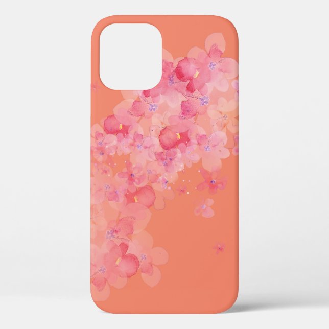 Rosa Kirschblüten auf Orange Case-Mate iPhone Hülle (Rückseite)