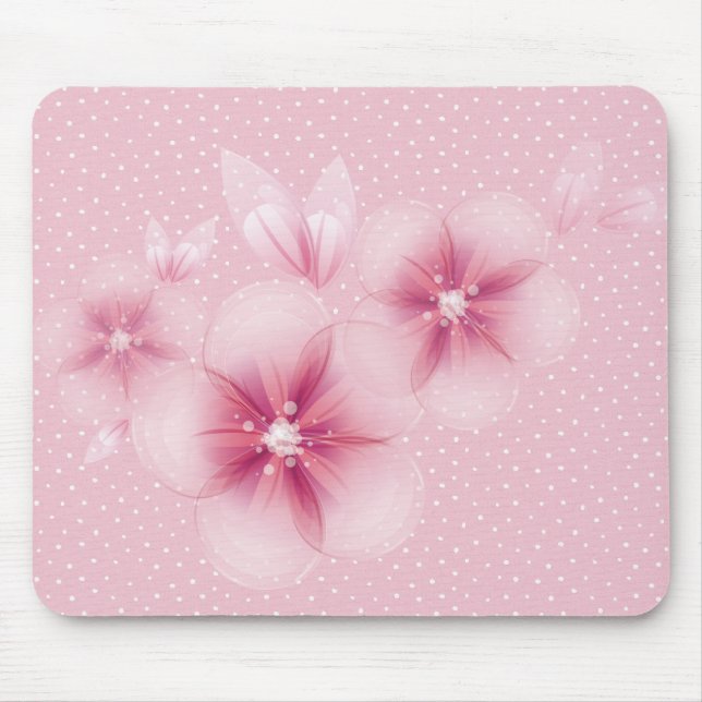 Rosa Kirschblüten auf Punkten Mousepad (Vorne)