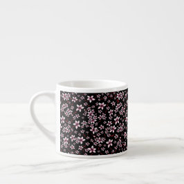 Rosa Kirschblüten auf Schwarz Espressotasse