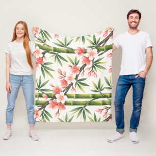 Rosa Kirschblüten-Bambus-Botanik-Asiatischer Zen-G Fleecedecke