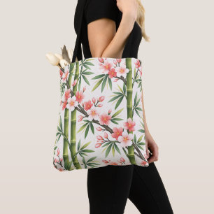 Rosa Kirschblüten-Bambus-Botanik-Asiatischer-Zen-G Tasche