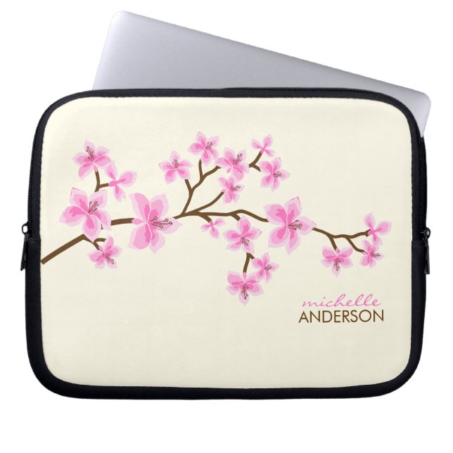 Rosa Kirschblüten-Baum Laptopschutzhülle (Vorderseite)