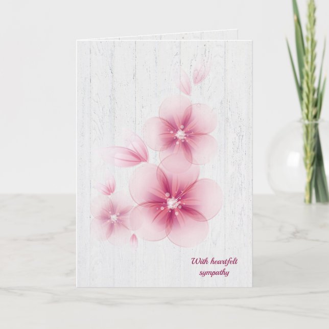 Rosa Kirschblüten Beileid Karte (Vorderseite)