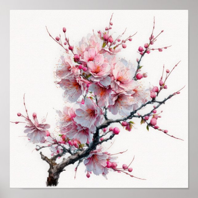 Rosa Kirschblüten Blume Art Print Poster (Vorne)