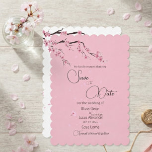 Rosa Kirschblüten-Blumen-Sakura-Aquarell Save The Date