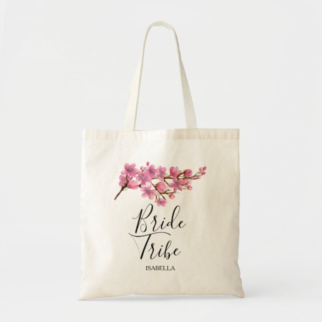 Rosa Kirschblüten Brauenstamm Tragetasche (Vorne)