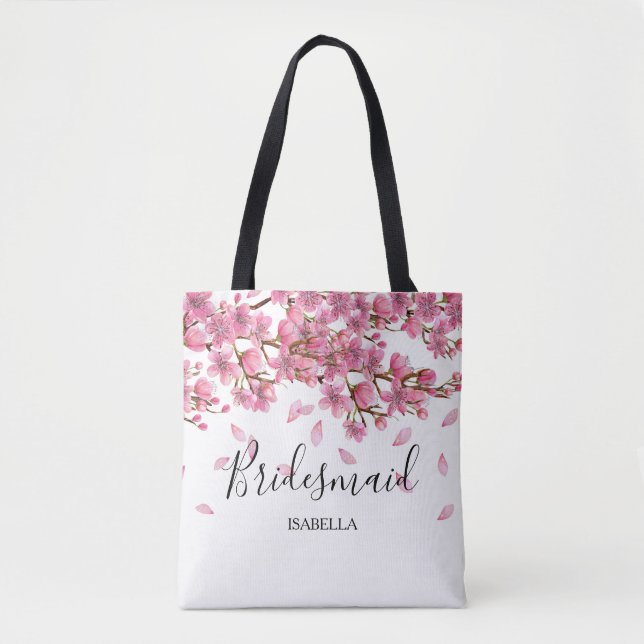 Rosa Kirschblüten-Brautjungfer Tasche (Vorderseite)