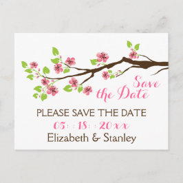 Rosa Kirschblüten Frühjahrshochzeit Save the Date Ankündigungspostkarte
