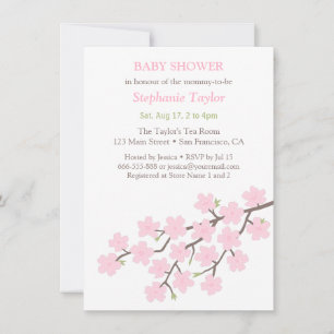 Rosa Kirschblüten-Frühlings-Baby-Party-Einladungen Einladung
