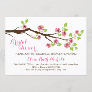 Rosa Kirschblüten Frühlingshochzeit Brautparty Einladung
