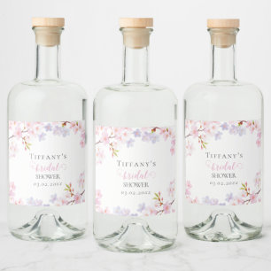 Rosa Kirschblüten-Garten-Brautabschiedsparty Alkoholflaschenetikett
