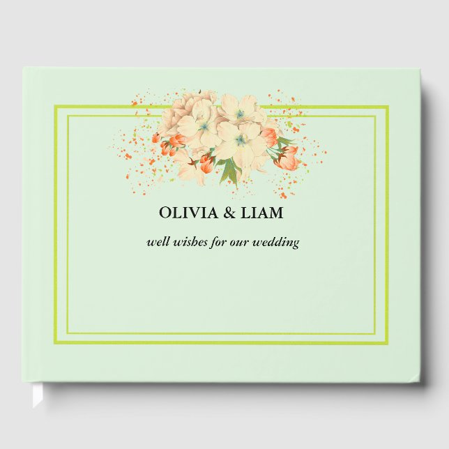 Rosa Kirschblüten , Gästebuch für Hochzeiten (Vorderseite)