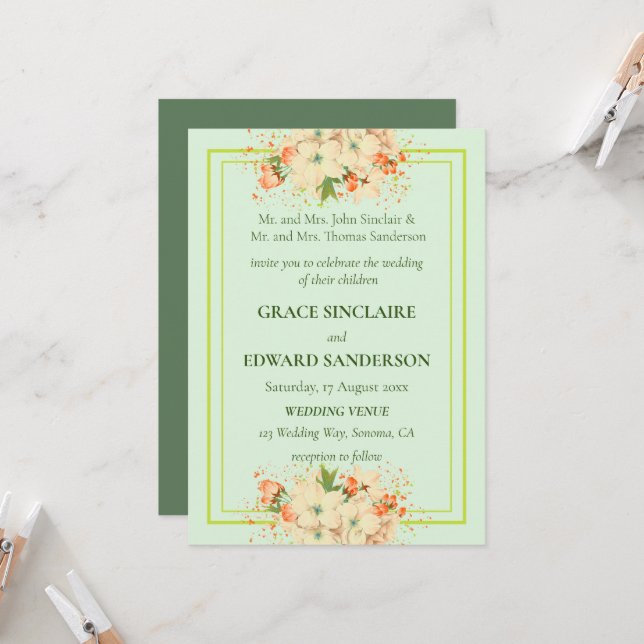 Rosa Kirschblüten , Hochzeit Einladung (Vorderseite/Rückseite Beispiel)