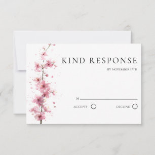 Rosa Kirschblüten-Hochzeit mit QR-Code RSVP Karte