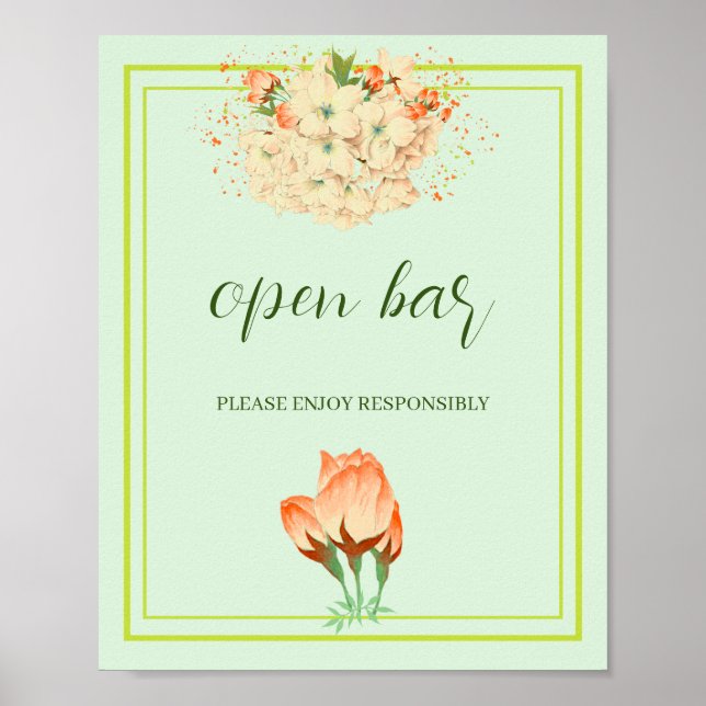 Rosa Kirschblüten , Hochzeitliches Offenes Bar Poster (Vorne)