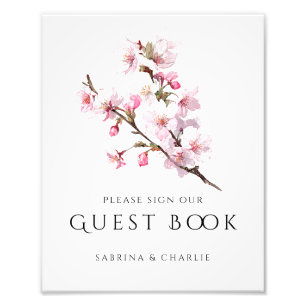 Rosa Kirschblüten-Hochzeitsgästebuch-Schild Fotodruck