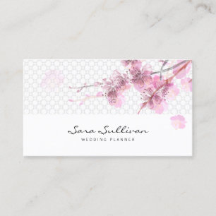 Rosa Kirschblüten Hochzeitsplaner Visitenkarte