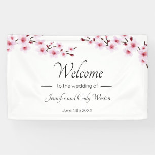 Rosa Kirschblüten Hochzeitszeichen Banner