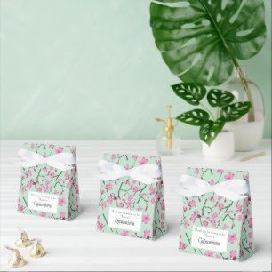 Rosa Kirschblüten, Minzgrün Quinceanera Geschenkschachtel