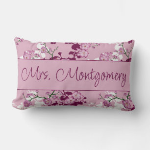 Rosa Kirschblüten Mrs. Brautparty-Geschenk Lendenkissen