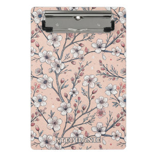 Rosa Kirschblüten-Sakura-Muster auf Rosa Mini Klemmbrett