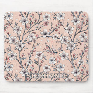 Rosa Kirschblüten-Sakura-Muster auf Rosa Mousepad