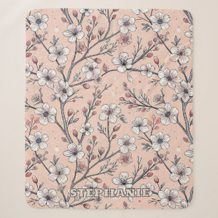 Rosa Kirschblüten-Sakura-Muster auf Rosa Sherpadecke