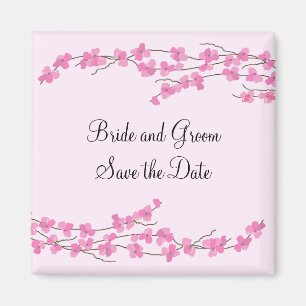 Rosa Kirschblüten Save-the-Date-Karte Magnet
