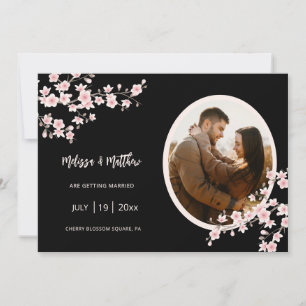Rosa Kirschblüten Schwarze Hochzeit Save The Date