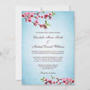 Rosa Kirschblüten Vintage Blütenhochzeit Einladung