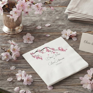 Rosa Kirschblüten-Wasserfarbe Frühling Sommer Serviette