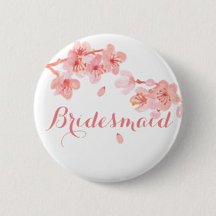 Rosa Kirschblütenblumenbrautjungfernknopf Button