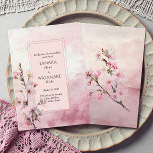Rosa Kirschblütenblüten Japanische Hochzeit Einladung