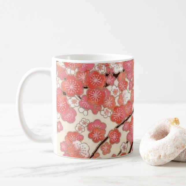 Rosa Kirschblütenentwurf Kaffeetasse (Mit Donut)