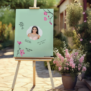 Rosa Kirsche Blüten Foto Signaturen Poster