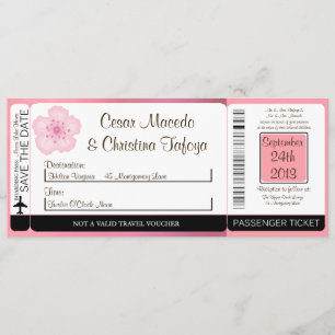 Rosa Kirsche Boarding Hochzeit Einladung