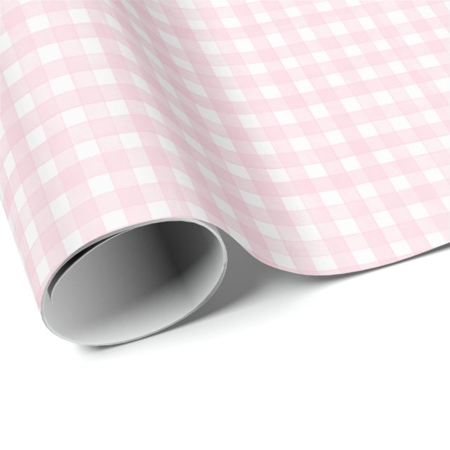 Rosa Klassisches Gingham Geschenkpapier (Rolleneckpunkt)