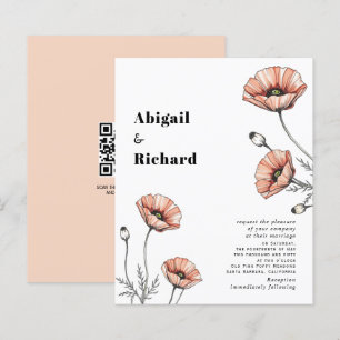 Rosa Klatschmohn Blumen BUDGET QR Hochzeitseinladu