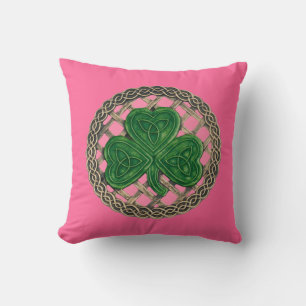 Rosa Kleeblatt und keltische Knoten Reversible Kis Kissen