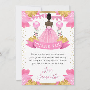 Rosa Kleid Dark Skin Princess Birthday Dankeskarte