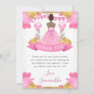 Rosa Kleid Dunkle Haut Prinzessin Quinceanera Dankeskarte