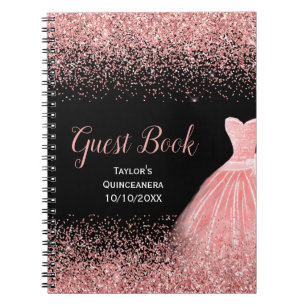 Rosa Kleid Faux Glitter Quinceanera Gast Notizblock