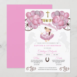 Rosa Kleid Gold Baby Charra Balloons Taufe Einladung