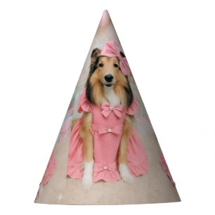 Rosa Kleid Sheltie Partyhütchen